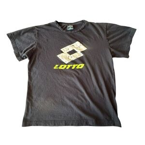 Lotto Sport Logo Black Graphic Tee, Large Soccer Tennis